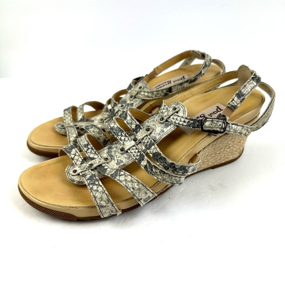 Paul‎ Green Sandal 10 Snakeskin Espadrille Wedge Strappy Shoes Womens